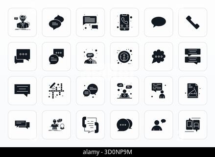 Handcrafted collection featuring 24 Glyph vector icons for Answer, optimized in 64x64 Pixel Aligned resolution for premium digital experiences. Stock Vector