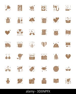 Intelligently designed 42 Display Perfect vector icons inspired by Valentines, created in Filled format at 256x256 for smart and efficient design work Stock Vector