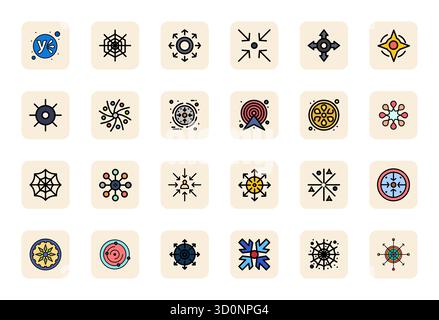 Advanced collection of 24 Display Perfect vector icons inspired by Radial, crafted in LineFilled with 128x128 optimization for superior visual perform Stock Vector