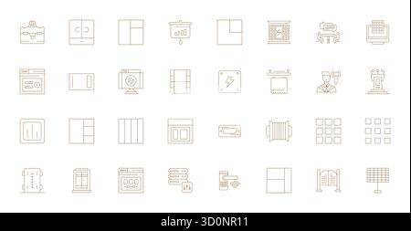 Professional-grade collection of 32 Thin Line vector icons representing Panel, crafted with 64x64 Detail Enhanced precision for enterprise application Stock Vector