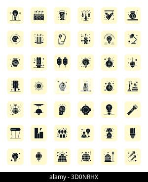 Expertly designed 42 Filled Display Perfect vector icons for Illumination, engineered at 64x64 resolution for flawless integration and performance. Stock Vector