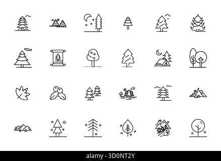 Advanced collection of 24 Pixel Optimized vector icons inspired by Evergreen, crafted in Bold Line with 256x256 optimization for superior visual perfo Stock Vector