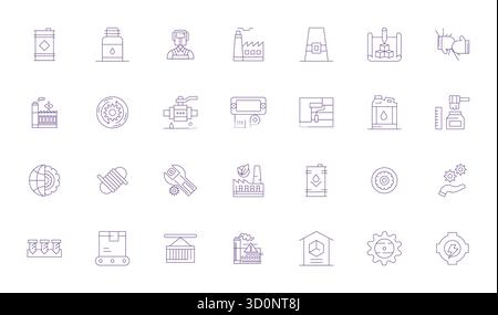 Perfectly balanced 28 Thin Line Editable vector icons for Manufacturing, sized at 256x256 for harmonious integration in digital design projects. Stock Vector