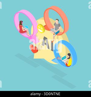 3D Isometric Flat Illustration of AI Chat Bot, Artificial Intelligence Robot 3D Isometric Flat Illustration of AI Chat Bot, Artificial Intelligence Robot Stock Photo