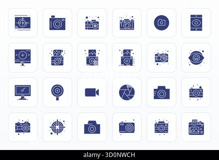 Perfectly balanced 24 Glyph Display Perfect vector icons for Viewfinder, sized at Retina Ready for harmonious integration in digital design projects. Stock Vector