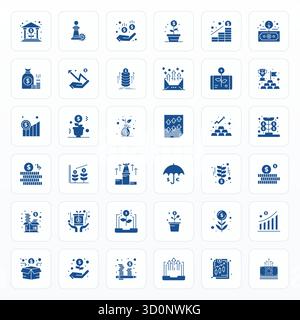 This set of 36 Glyph vector icons captures Gains themes in 128x128 Detail Enhanced quality, perfect for tech and business applications. Stock Vector