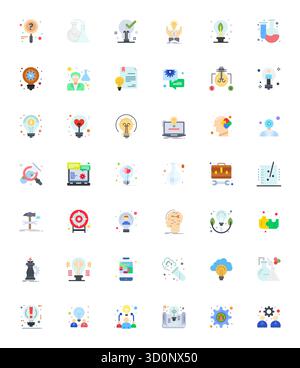 High-performance collection of 42 Flat vector icons for Solution, engineered with 64x64 Detail Enhanced resolution for optimal user interface design. Stock Vector