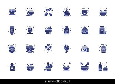 Exclusive collection of 24 Filled vector icons for Herbal, developed with High Resolution Pixel Optimized resolution for premium brand experiences. Stock Vector