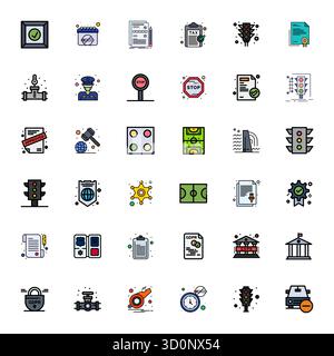This Regulation vector icon pack includes 36 Flat Line Filled designs in Retina Ready Editable format, perfect for enhancing digital interfaces. Stock Vector