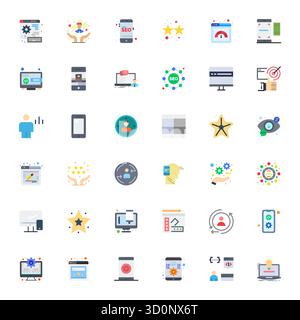 Handcrafted collection featuring 36 Flat vector icons for User Experience, optimized in 64x64 Pixel Optimized resolution for premium digital experienc Stock Vector