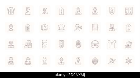State-of-the-art bundle featuring 32 Grid Fitted vector icons inspired by Uniform, created in Thin Outline format at Retina Ready for next-generation Stock Vector