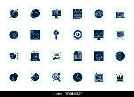 Vector pack with 24 Filled PIXEL Perfect icons inspired by Business Data, delivered in 64x64 resolution ideal for scalable and creative design work. Stock Vector