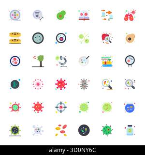 Ultimate collection of 36 vector icons representing Organism in Flat aesthetic, optimized with High Resolution Editable resolution for maximum impact. Stock Vector