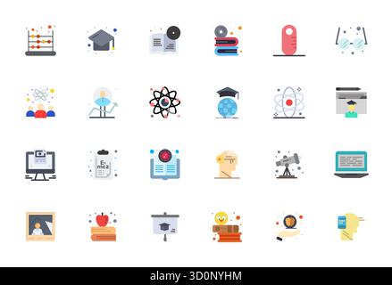 Intelligently designed 24 Grid Fitted vector icons inspired by Learning, created in Flat format at Retina Ready for smart and efficient design workflo Stock Vector