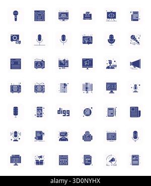 A versatile set of 42 Filled Editable vector icons focused on News, delivered in crisp 128x128 format ideal for mobile and web applications. Stock Vector