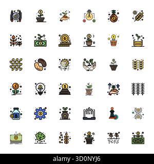 Comprehensive bundle featuring 36 vector icons in Line Filled design for Yield, delivered in crisp High Resolution Pixel Aligned quality. Stock Vector