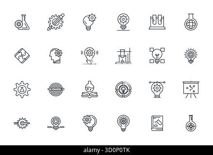 Exceptional collection of 24 Bold Line vector icons for Methodology, delivered in 128x128 Detail Enhanced resolution for unparalleled visual excellenc Stock Vector