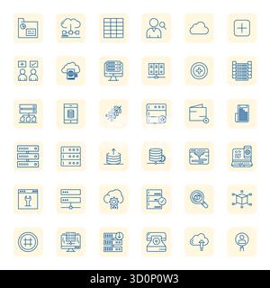 State-of-the-art bundle featuring 36 Display Perfect vector icons inspired by Database, created in Regular Bold Outline format at Retina Ready for nex Stock Vector