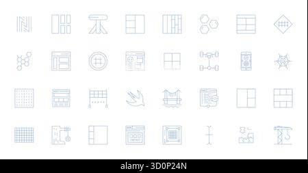 This Framework vector icon pack includes 32 Thin Line designs in High Resolution PIXEL Perfect format, perfect for enhancing digital interfaces. Stock Vector