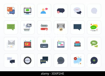 Precision-engineered 24 Flat vector icons for Reply, designed at 256x256 Detail Enhanced resolution for exceptional clarity and scalability. Stock Vector