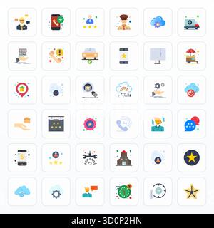 Intelligently designed 36 Editable vector icons inspired by Service, created in Flat format at 256x256 for smart and efficient design workflows. Stock Vector