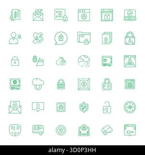 Professional-grade collection of 36 Bold Line vector icons representing Data Protection, crafted with 64x64 Display Perfect precision for enterprise a Stock Vector