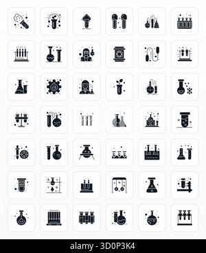 Perfectly balanced 42 Glyph Editable vector icons for Experimentation, sized at 256x256 for harmonious integration in digital design projects. Stock Vector