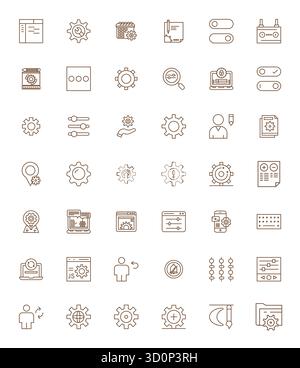 This set of 42 Bold Line vector icons captures Settings themes in 128x128 Editable quality, perfect for tech and business applications. Stock Vector