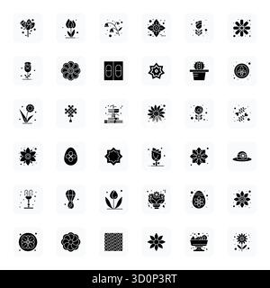 Advanced collection of 36 Pixel Optimized vector icons inspired by Ornamental, crafted in Filled with Retina Ready optimization for superior visual pe Stock Vector