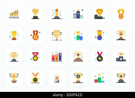 Advanced collection of 24 Pixel Optimized vector icons inspired by Second Place, crafted in Flat with High Resolution optimization for superior visual Stock Vector