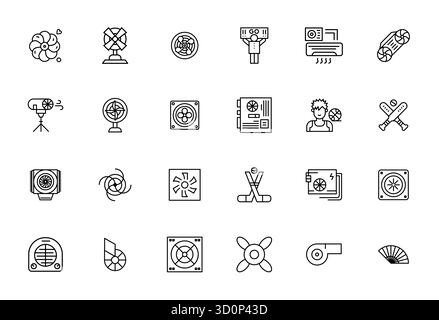 Explore 24 Bold Line Pixel Optimized vector icons in 128x128 resolution inspired by Fan. Perfect for web and app interfaces. Stock Vector