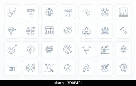 Industry-leading pack of 28 Thin Line Editable vector icons for Impact, sized at 256x256 for optimal rendering and user interface excellence. Stock Vector