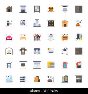 Explore 36 Flat Pixel Optimized vector icons in High Resolution resolution inspired by Apartment. Perfect for web and app interfaces. Stock Vector
