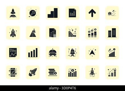 Exclusive collection of 24 Filled vector icons for Ascending, developed with Retina Ready Pixel Optimized resolution for premium brand experiences. Stock Vector