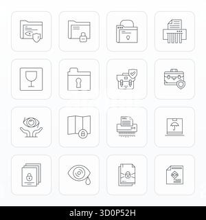Artfully designed 16 Thin Line Editable vector icons for Sensitive, delivered in 256x256 format for consistent visual excellence. Stock Vector