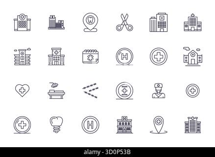 A versatile set of 24 Bold Line Editable vector icons focused on Surgery, delivered in crisp 64x64 format ideal for mobile and web applications. Stock Vector