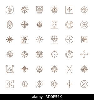 Precision-engineered 36 Bold Line vector icons for Center, designed at 256x256 Editable resolution for exceptional clarity and scalability. Stock Vector