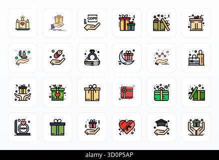 State-of-the-art bundle featuring 24 Editable vector icons inspired by Presenting, created in Filled Line format at 256x256 for next-generation interf Stock Vector