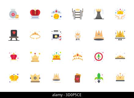 Download 24 scalable Flat vector icons designed for Royalty, featuring Grid Fitted 256x256 resolution suitable for professional and creative projects. Stock Vector