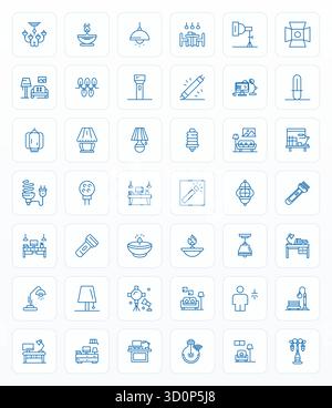 Download 42 scalable Bold Line vector icons designed for Lamp, featuring Display Perfect 128x128 resolution suitable for professional and creative pro Stock Vector