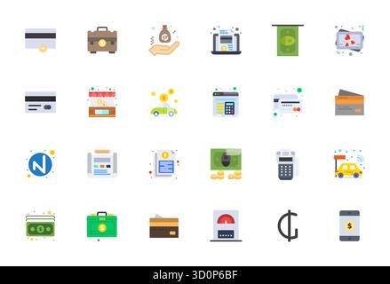 Distinctive pack of 24 Detail Enhanced vector icons inspired by Payment, crafted in Flat format at 256x256 for memorable brand experiences. Stock Vector