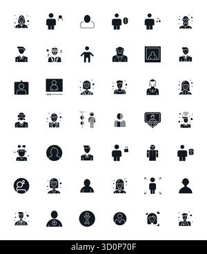 Strategic bundle featuring 42 vector icons representing Avatar in Filled format, optimized with Retina Ready Pixel Optimized quality for professional Stock Vector