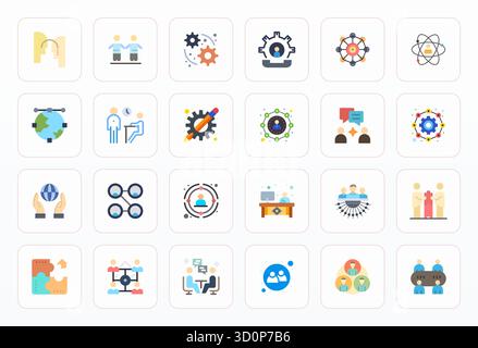 Sophisticated bundle of 24 Flat vector icons for Collaboration, engineered with 64x64 Grid Fitted clarity for professional applications. Stock Vector