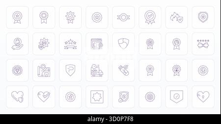 Refined bundle featuring 32 Thin Line vector icons for Reliable, optimized with 128x128 Pixel Optimized quality for elegant and functional design solu Stock Vector