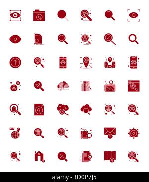 A clean collection of 42 Filled vector icons representing Locate, designed in 64x64 Display Perfect format for modern dashboards and interfaces. Stock Vector
