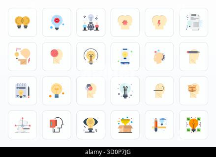 Advanced collection of 24 Display Perfect vector icons inspired by Brainstorming, crafted in Flat with 64x64 optimization for superior visual performa Stock Vector