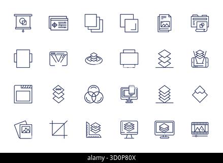 Premium collection of 24 Bold Line vector icons for Overlay, meticulously crafted in 256x256 Editable resolution for superior visual impact. Stock Vector