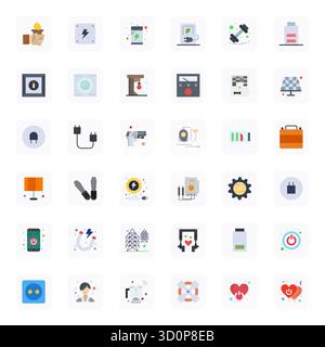 Handcrafted collection featuring 36 Flat vector icons for Power, optimized in High Resolution Pixel Optimized resolution for premium digital experienc Stock Vector