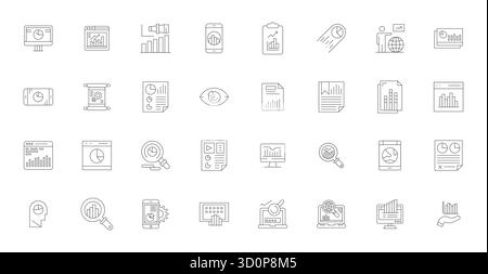 Exceptional collection of 32 Thin Line vector icons for Trends, delivered in High Resolution Editable resolution for unparalleled visual excellence an Stock Vector