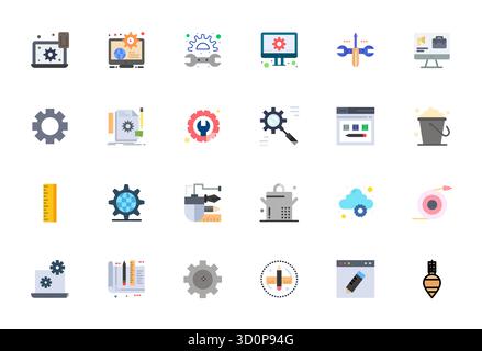 State-of-the-art bundle featuring 24 Editable vector icons inspired by Tools, created in Flat format at High Resolution for next-generation interfaces Stock Vector